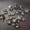 round shape natural rainbow light clear and smoky quartz bead sterling silver charm