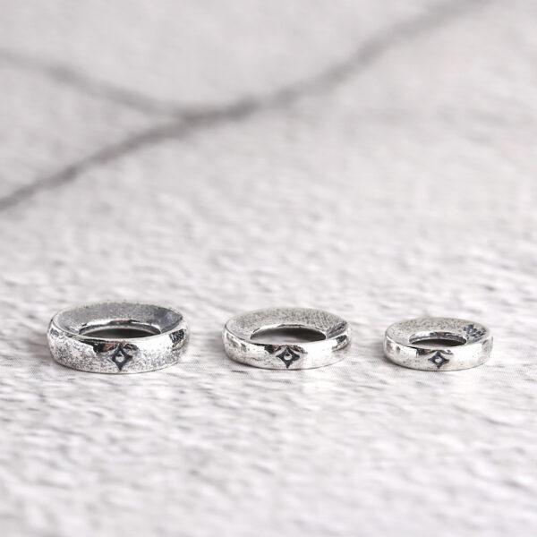 Diamond pattern gasket shape s925 sterling silver bead, oxidized silver gasket bead - Image 2
