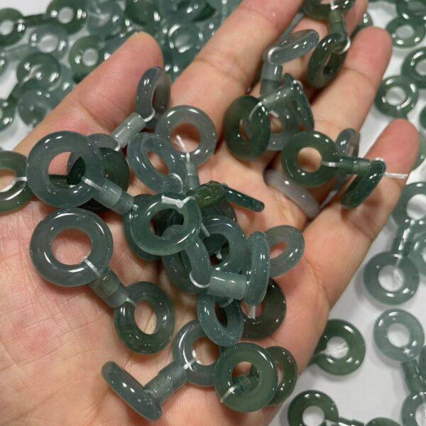 small ring shape natural icy blue green jadeite bead
