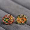 hollow flower pattern ruyi shape gild sterling silver charm bead, enamel flower charm