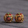 hollow flower pattern round shape gild sterling silver bead, enamel flower bead