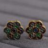 plum flower shape gild sterling silver bead, enamel flower bead