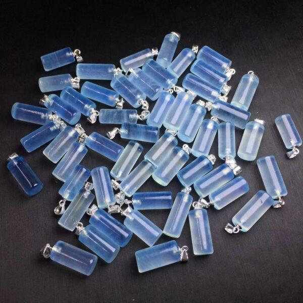 pillar shape natural Aquamarine bead sterling silver charm