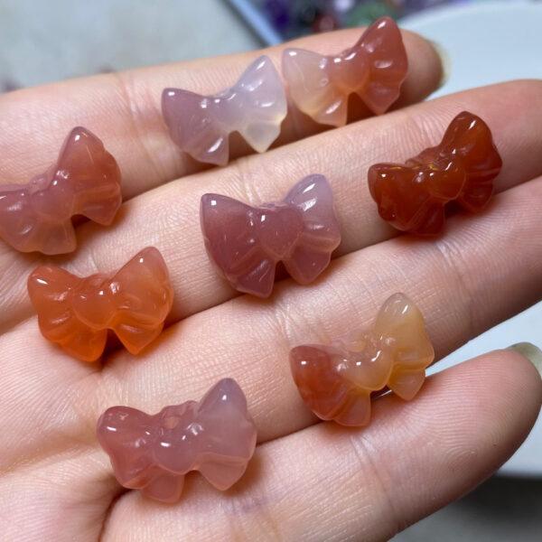 5 pcs / 10 pcs bow tie shape natural pink agate bead