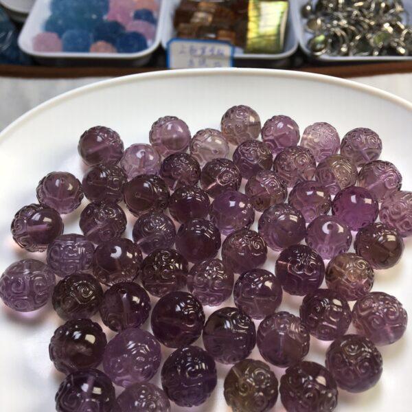 5 pcs / 10 pcs fret pattern round shape natural ametrine bead