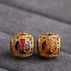 hollow flower pattern round shape gild sterling silver bead, colorful enamel round bead