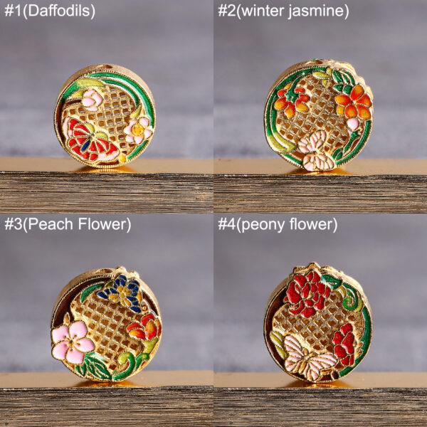 A Set flowers of the twelve months pattern round shape gild sterling silver bead, enamel bead - Image 4