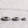 inlaid zircon small bumps surface gasket shape s925 sterling silver bead, oxidized silver bead