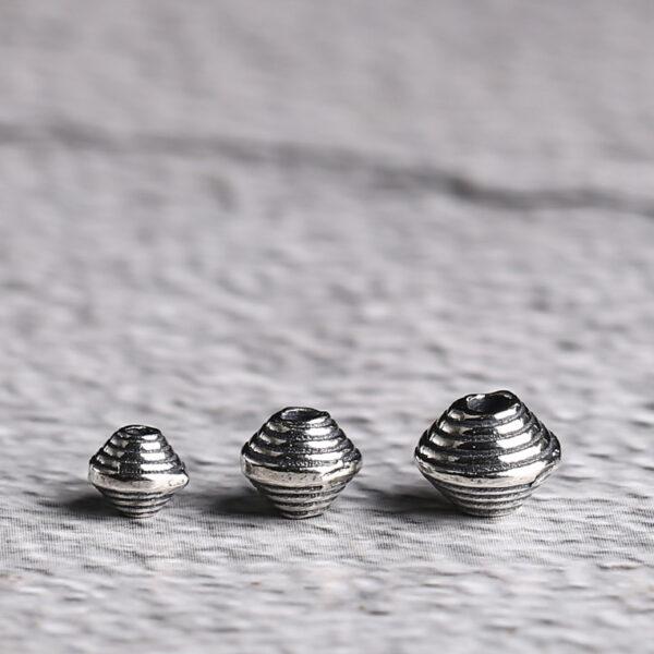 spiral surface disk shape s925 sterling silver bead, oxidized silver bead