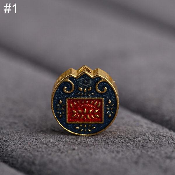 gild sterling silver God of Wealth and flower pattern round shape bead, red and blue enamel bead - Image 6