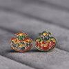 gild flower pattern vase shape bead, orange and red enamel bead