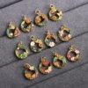 gild sterling silver flowers of the twelve months pattern round shape charm bead, enamel charm