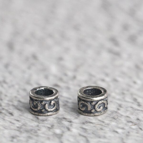 line pattern rondelle shape s925 sterling silver bead, oxidized silver bead