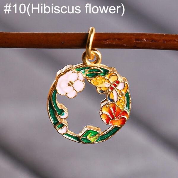 gild sterling silver flowers of the twelve months pattern round shape charm bead, enamel charm - Image 13