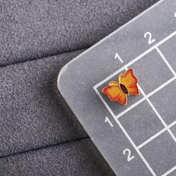 gild sterling silver butterfly shape bead, red and blue enamel bead - Image 2