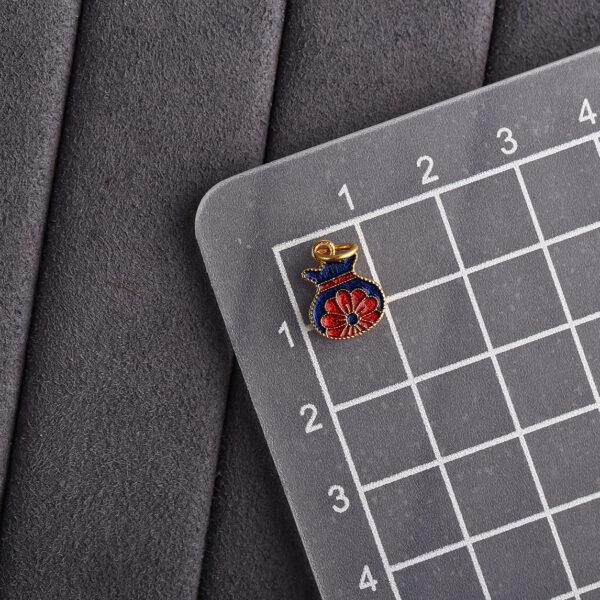 gild sterling silver flower shape charm bead, blue and red enamel charm - Image 2