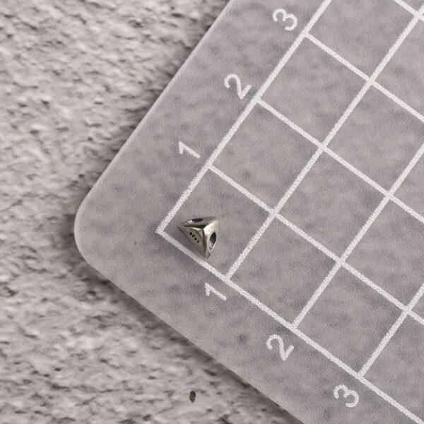 triangle shape s925 sterling silver bead, oxidized silver bead - Image 2