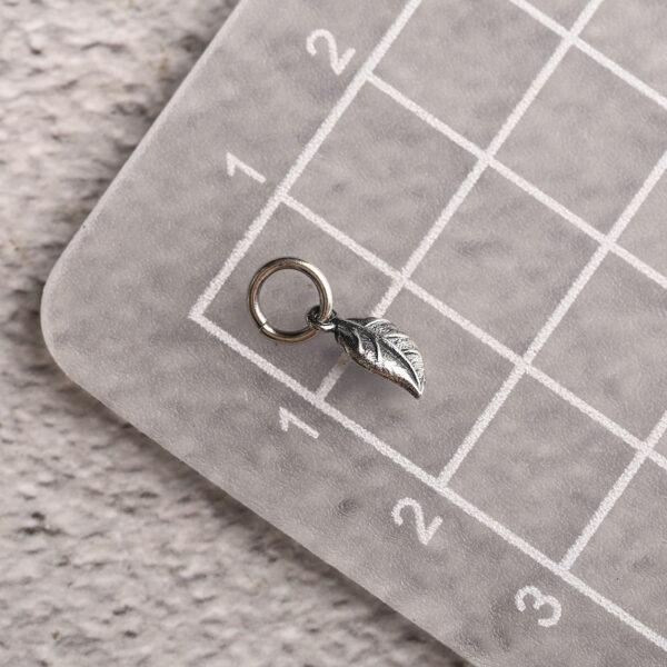 leaf shape s925 sterling silver charm bead, oxidized silver charm - Image 2