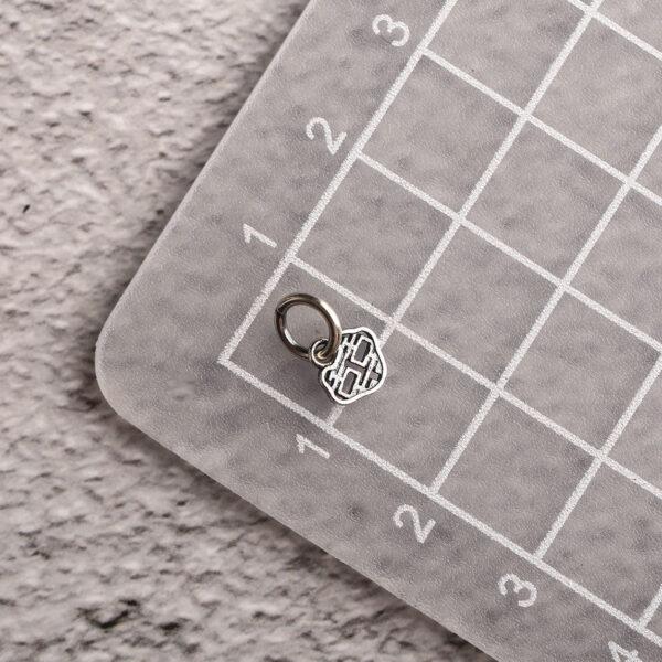 hollow 喜 pattern cloud shape s925 sterling silver charm bead, oxidized silver charm - Image 2