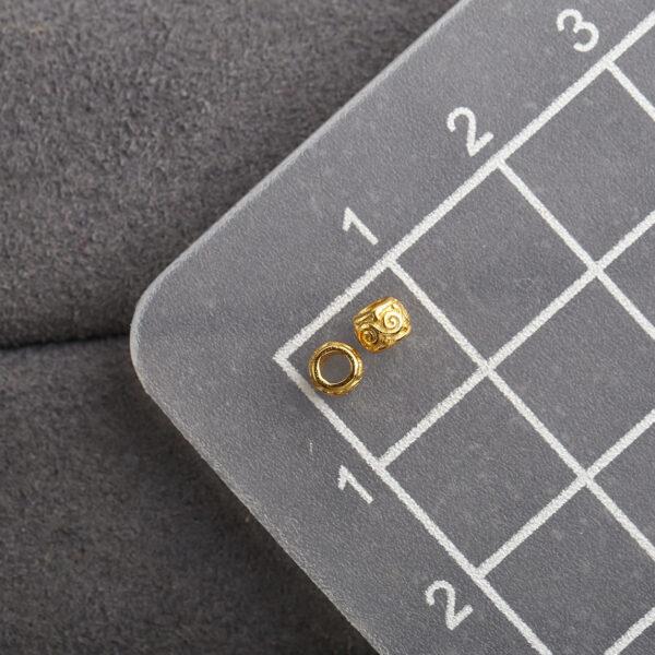 vine pattern rondelle shape s925 sterling silver bead, golden bead - Image 2