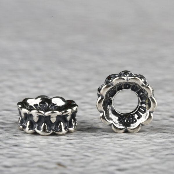 double side flower shape s925 sterling bead caps, oxidized silver bead - Image 2