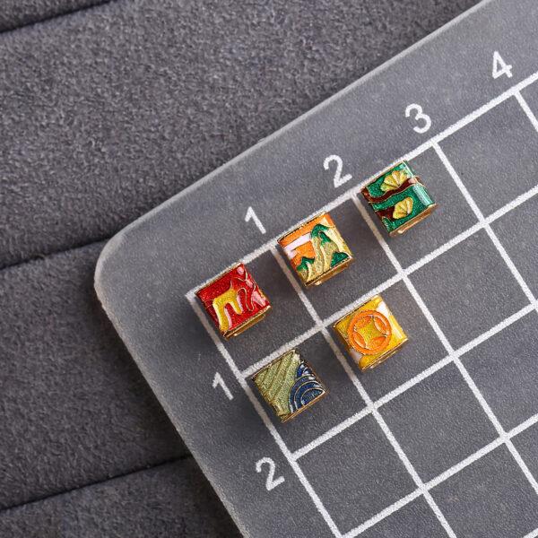 gild sterling silver hollow cube shape bead, colorful enamel bead - Image 2