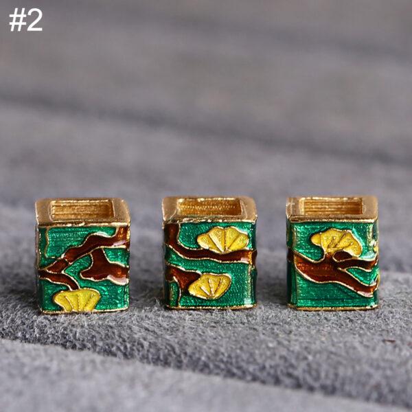 gild sterling silver hollow cube shape bead, colorful enamel bead - Image 7