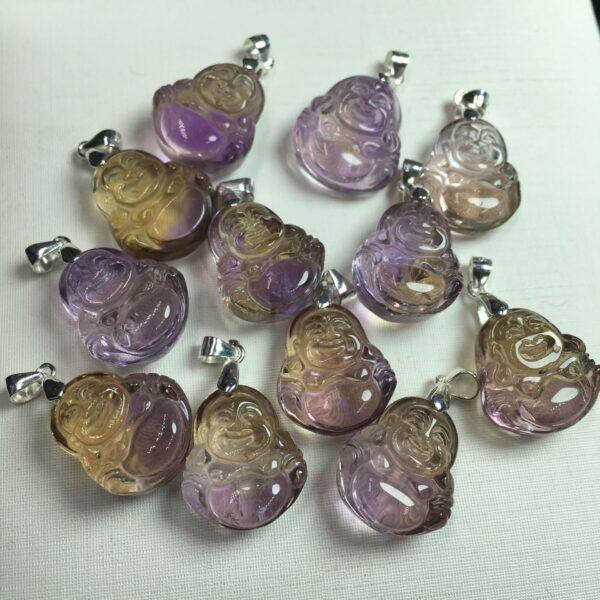 Maitreya Buddha shape natural ametrine bead sterling silver charm - Image 2