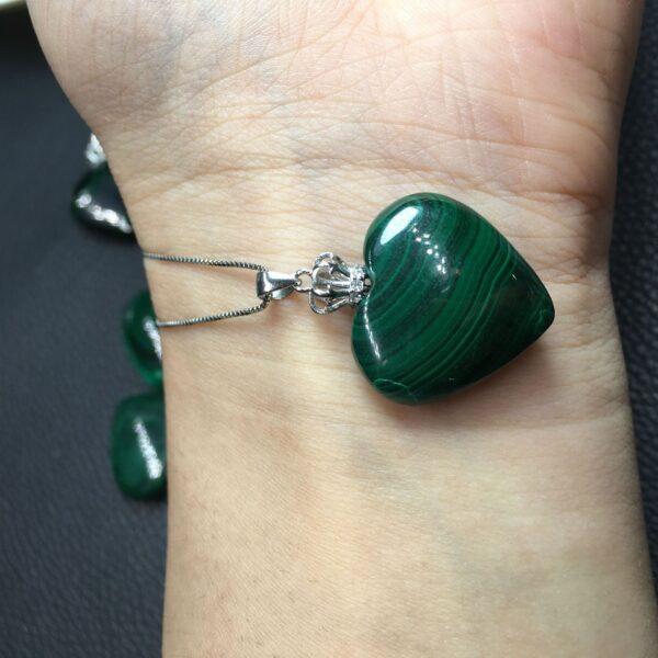 heart shape natural malachite bead charm - Image 2
