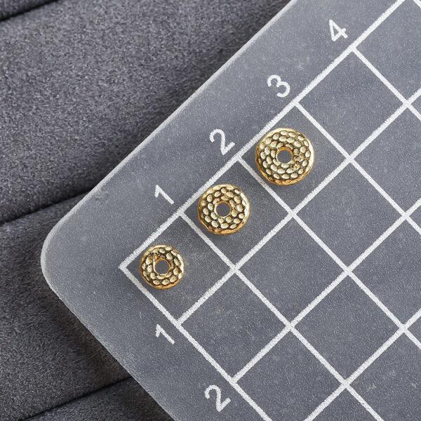 pits pattern rondelle shape gild s925 sterling silver bead, golden rondelle bead - Image 2