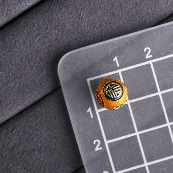 福 pattern round shape gild sterling silver bead, orange enamel round bead - Image 2