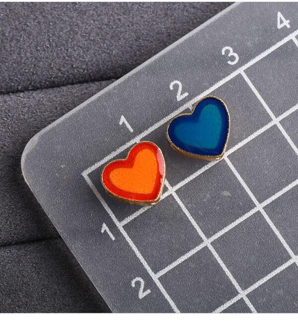 heart shape gild sterling silver bead, red and blue enamel heart bead - Image 2