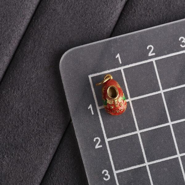 cute tiger shoe shape gild sterling silver charm bead, red enamel charm - Image 2