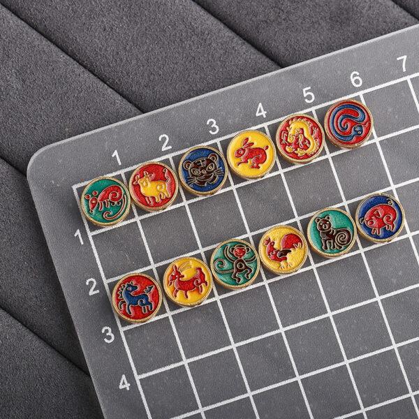 Chinese Zodiac Animals pattern round shape gild sterling silver bead, colorful enamel bead - Image 2