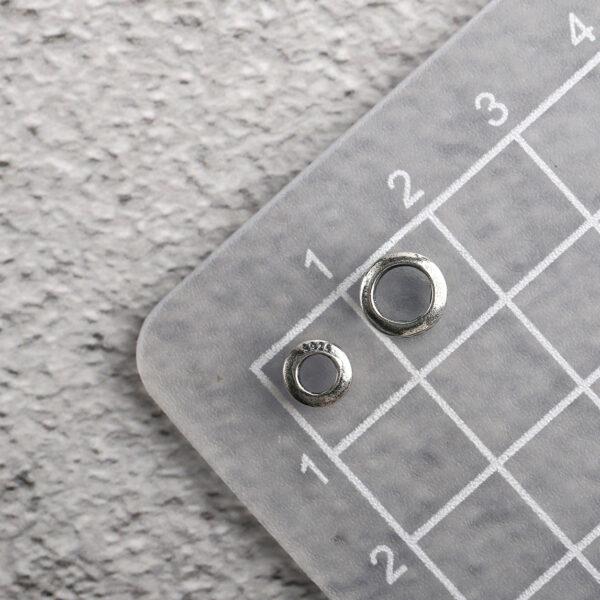 feather pattern ring shape s925 sterling silver bead, oxidized silver ring bead - Image 2