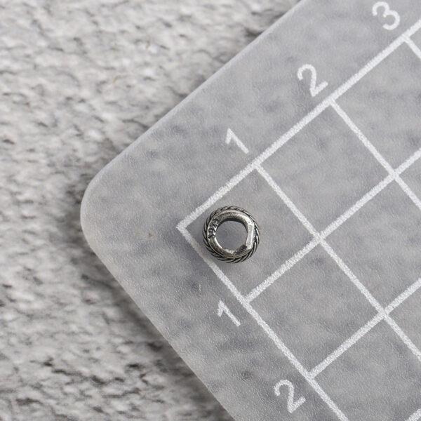 feather pattern ring shape s925 sterling silver bead, oxidized silver ring bead - Image 2
