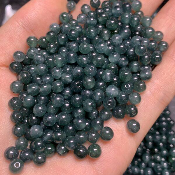 small round shape natural icy blue jadeite bead - Image 2