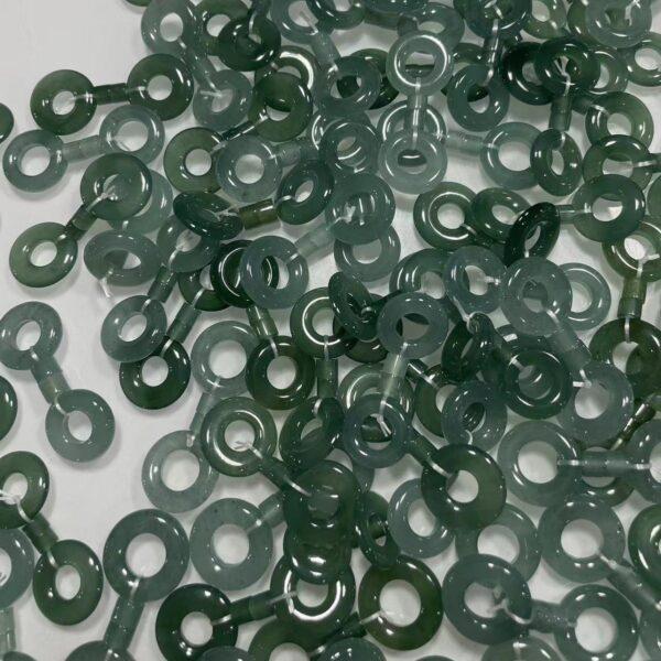 small ring shape natural icy blue green jadeite bead - Image 2