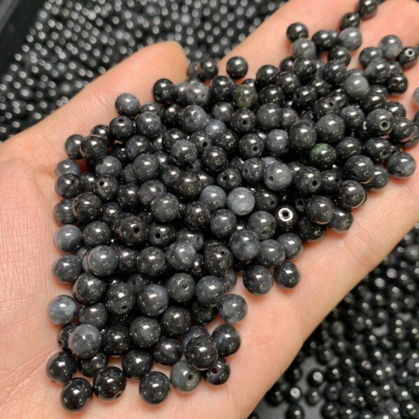 round shape natural motley black jadeite bead - Image 2