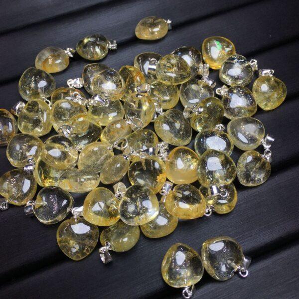 heart shape natural yellow topaz bead sterling silver charm - Image 2