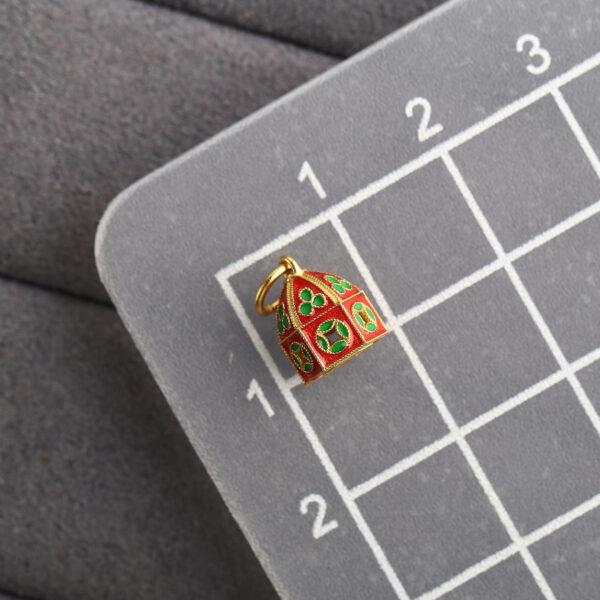 hollow flower pattern tower shape gild sterling silver charm bead, enamel tower charm - Image 2