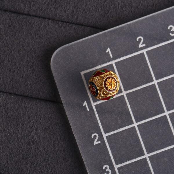 hollow flower pattern round shape gild sterling silver bead, enamel flower bead - Image 2