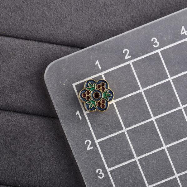 plum flower shape gild sterling silver bead, enamel flower bead - Image 2