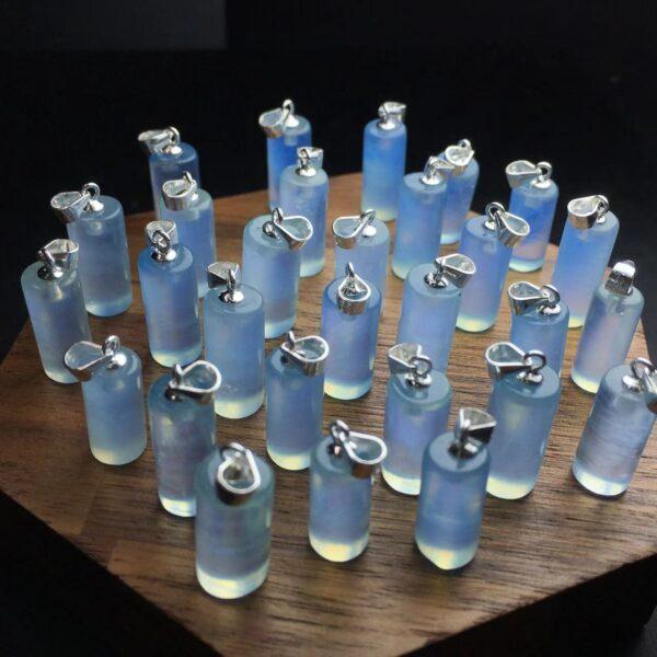 pillar shape natural Aquamarine bead sterling silver charm - Image 2