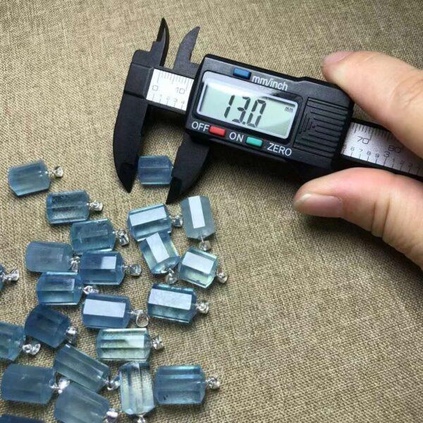 Prismatic shape natural Aquamarine bead sterling silver charm - Image 2
