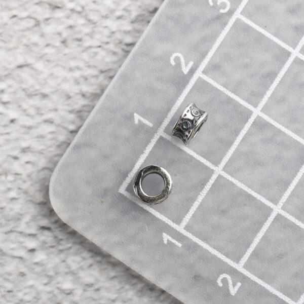 circle pattern ring shape s925 sterling silver bead, oxidized silver ring bead - Image 2