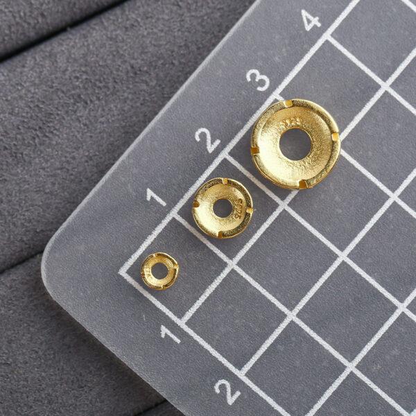 fret pattern gasket shape gild s925 sterling silver bead, golden gasket bead - Image 2