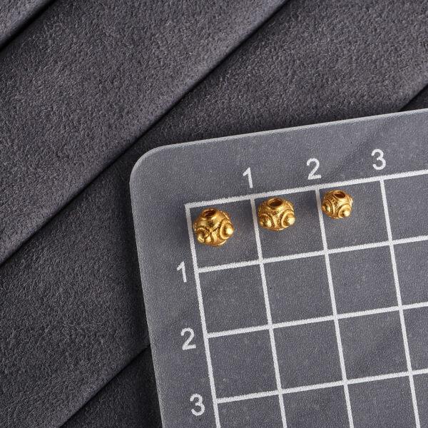 flower pattern oval shape gild s925 sterling silver bead, golden oval bead - Image 2