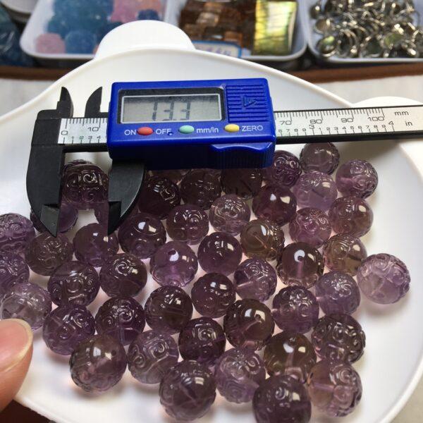5 pcs / 10 pcs fret pattern round shape natural ametrine bead - Image 2