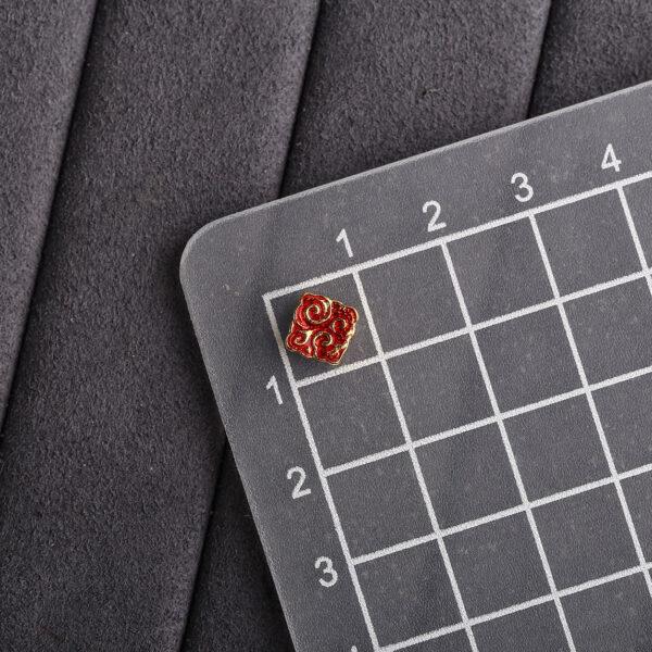 abstract cloud pattern square shape gild sterling silver bead, red and blue enamel square bead - Image 2